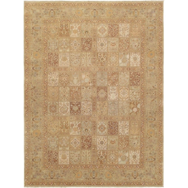 Wall-To-Wall Tabriz Collection Hand-Knotted Lambs Wool Area Rug, Yellow - 9 ft. 2 in. x 12 ft. 1 in. WA2472216 - main